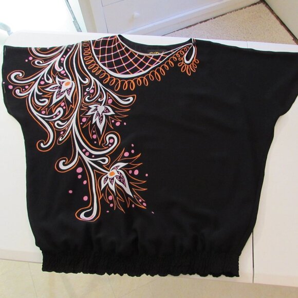 Bob Mackie Wearable Art Lined Abstract Floral Blouse Small - Picture 10 of 16